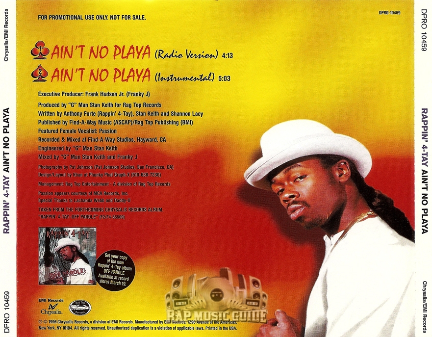 Rappin' 4-Tay - Ain't No Playa: Promo, Single. CD | Rap